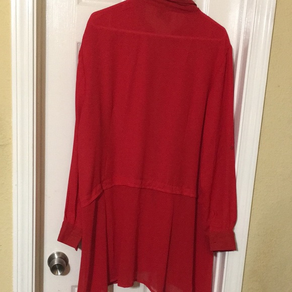 Love Ari  sheer long sleeves red top size 3X - Picture 3 of 5